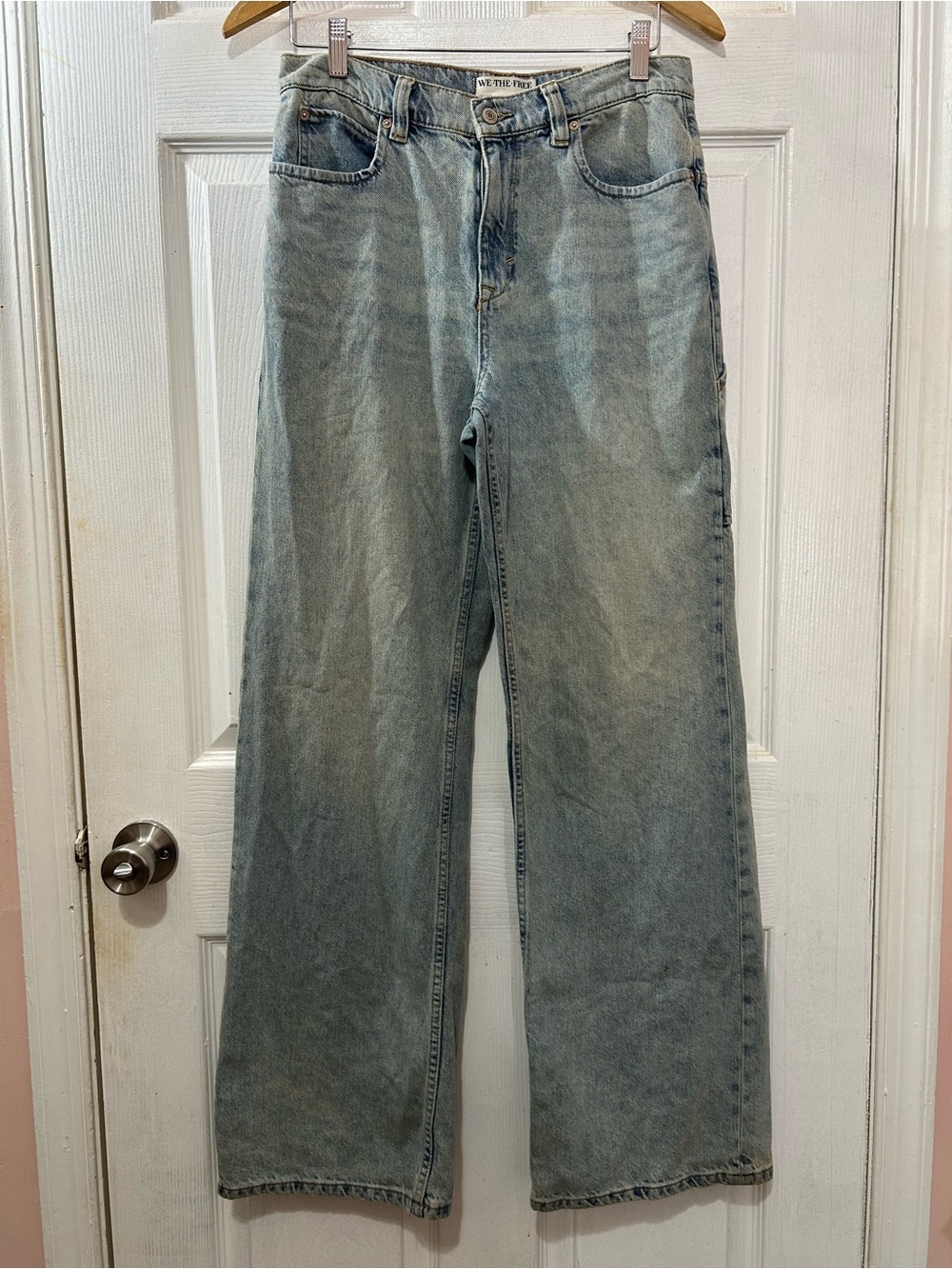 Free People We The Free Tinsley Baggy High Rise Jeans 28 Light Wash Denim